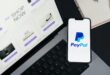mobile payment with paypal on laptop screen